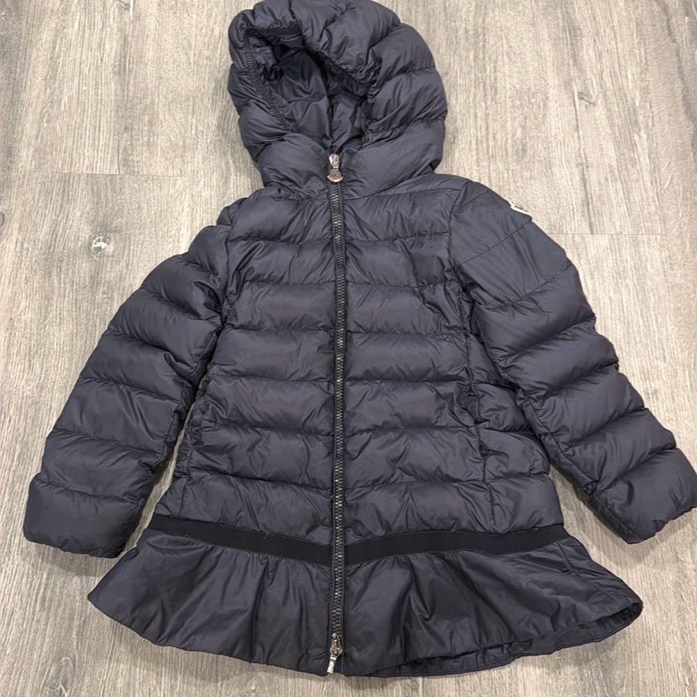 Moncler down puffer with peplum detail